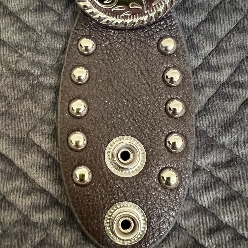 Silver Tone And Leather Bracelet. - Picture 6 of 8